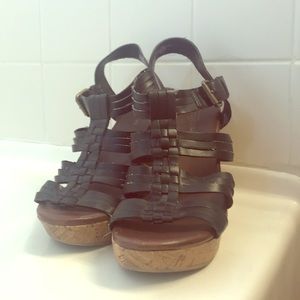 Black Leather Mossimo Wedges